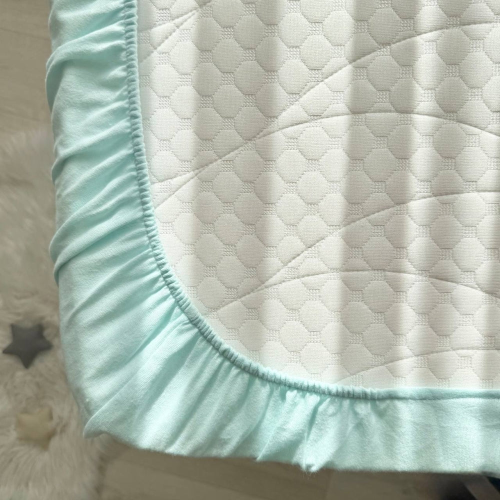 Flanelová napínacia plachta do postieľky 120 × 60 cm – mätová