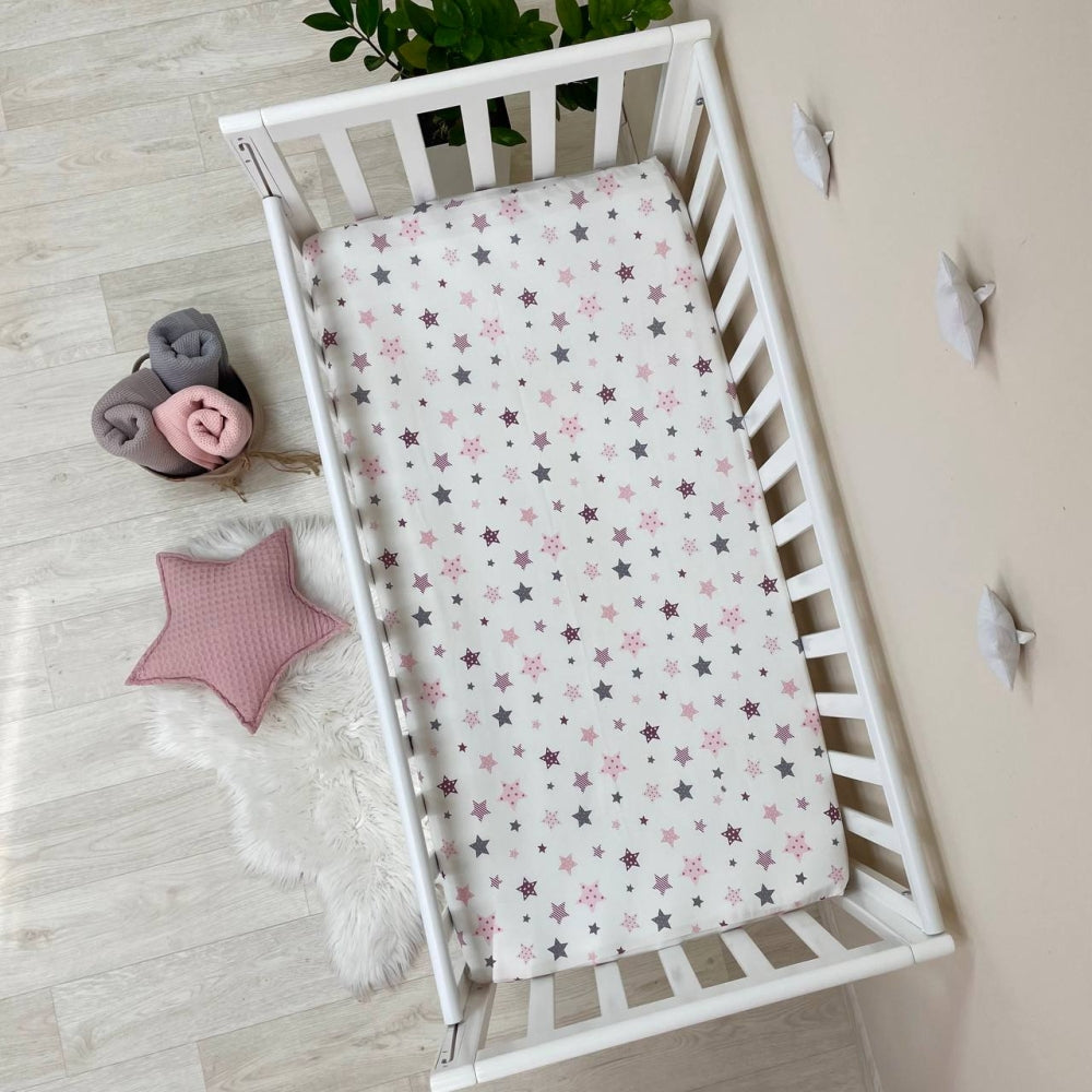 Detská plachta do postieľky 60 × 120 cm – púdrové hviezdy