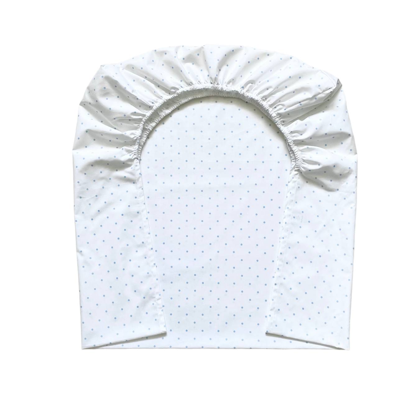 Detská plachta do postieľky 60 × 120 – modré bodky na bielom