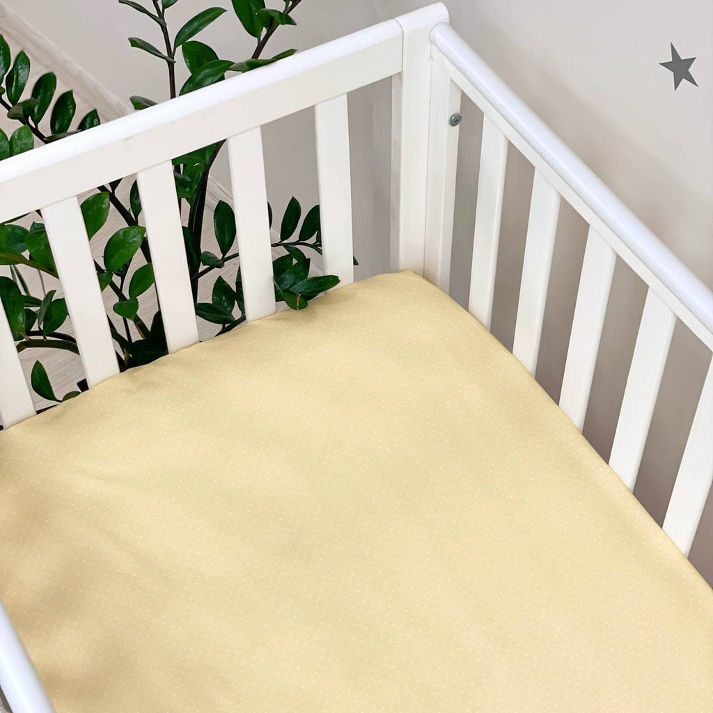 Detská plachta do postieľky 60 × 120 – bodky na zlatom
