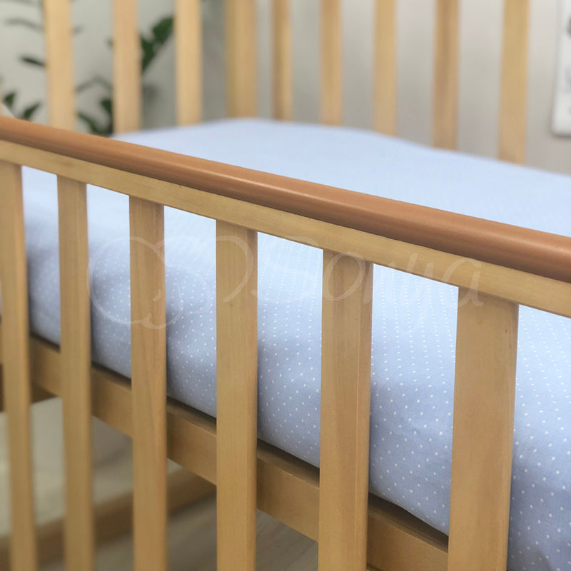 Detská plachta do postieľky 60 × 120 – bodky na fialkovom