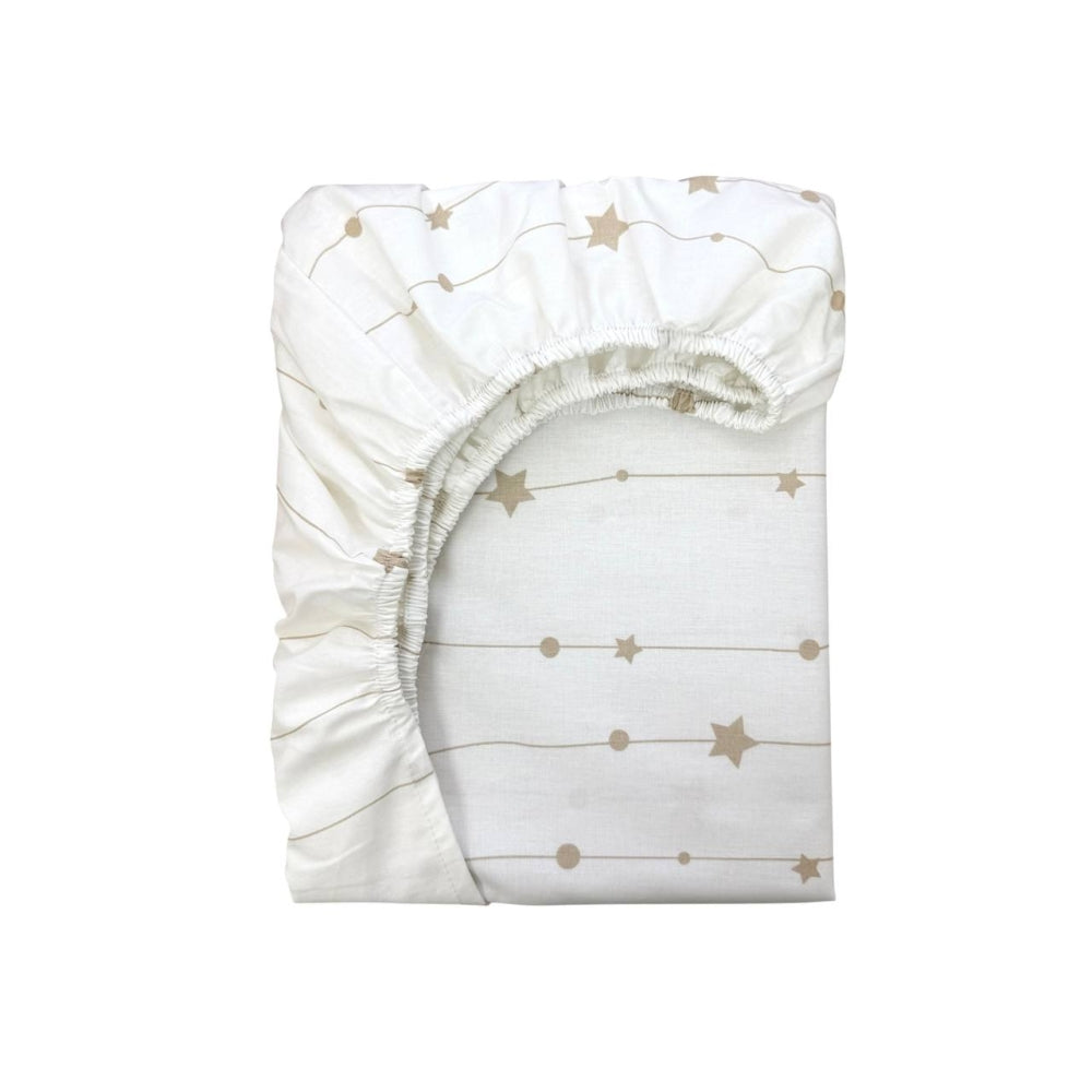 Detská plachta do postieľky 60 × 120 cm – girlandy béžové na bielom