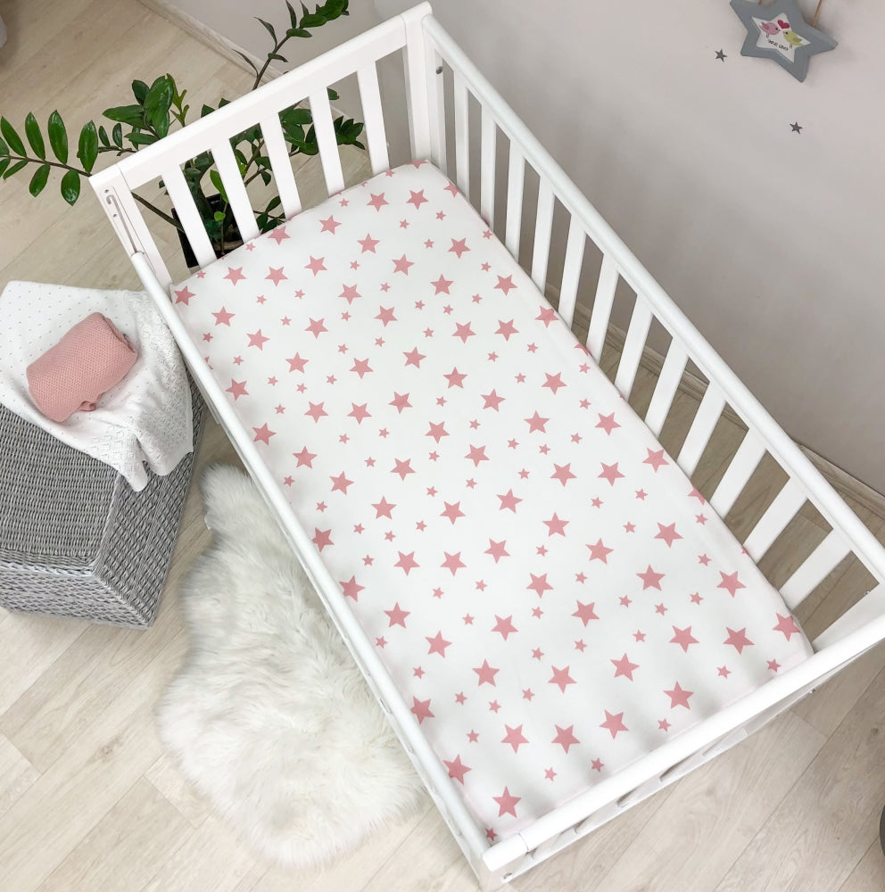 Detská plachta do postieľky 60 × 120 cm – veľká hviezda púdrová na bielej