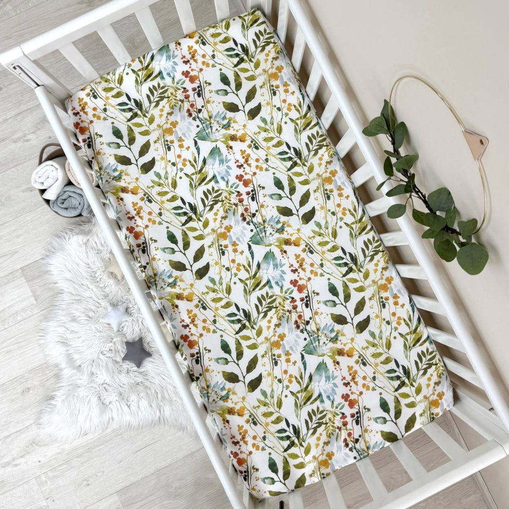 Saténová plachta do postieľky 60 × 120 cm jeseň Boho