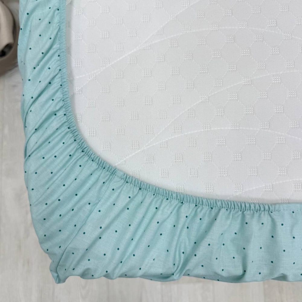 Detská plachta do postieľky 60 × 120 cm – Bodky na mätovej