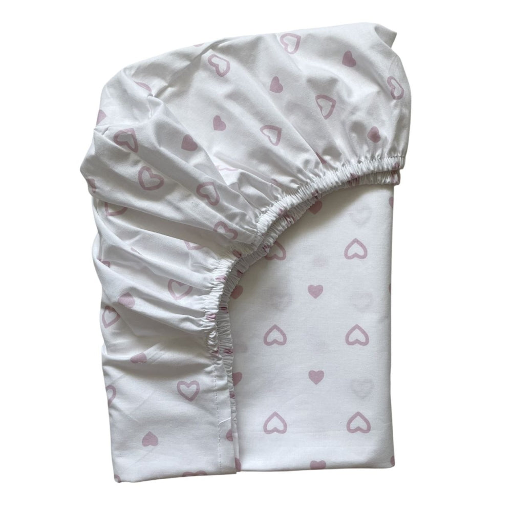 Detská plachta do postieľky 60 × 120 cm – púdrové srdiečka