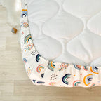 Flanelová napínacia plachta do postieľky 120 × 60 cm – Dúhy