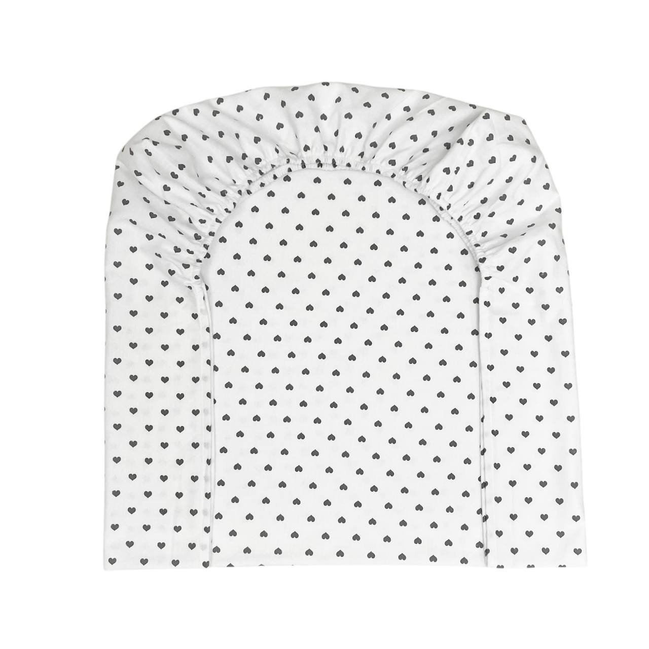 Flanelová napínacia plachta do postieľky 120 × 60 cm – Srdiečka sivé na bielom