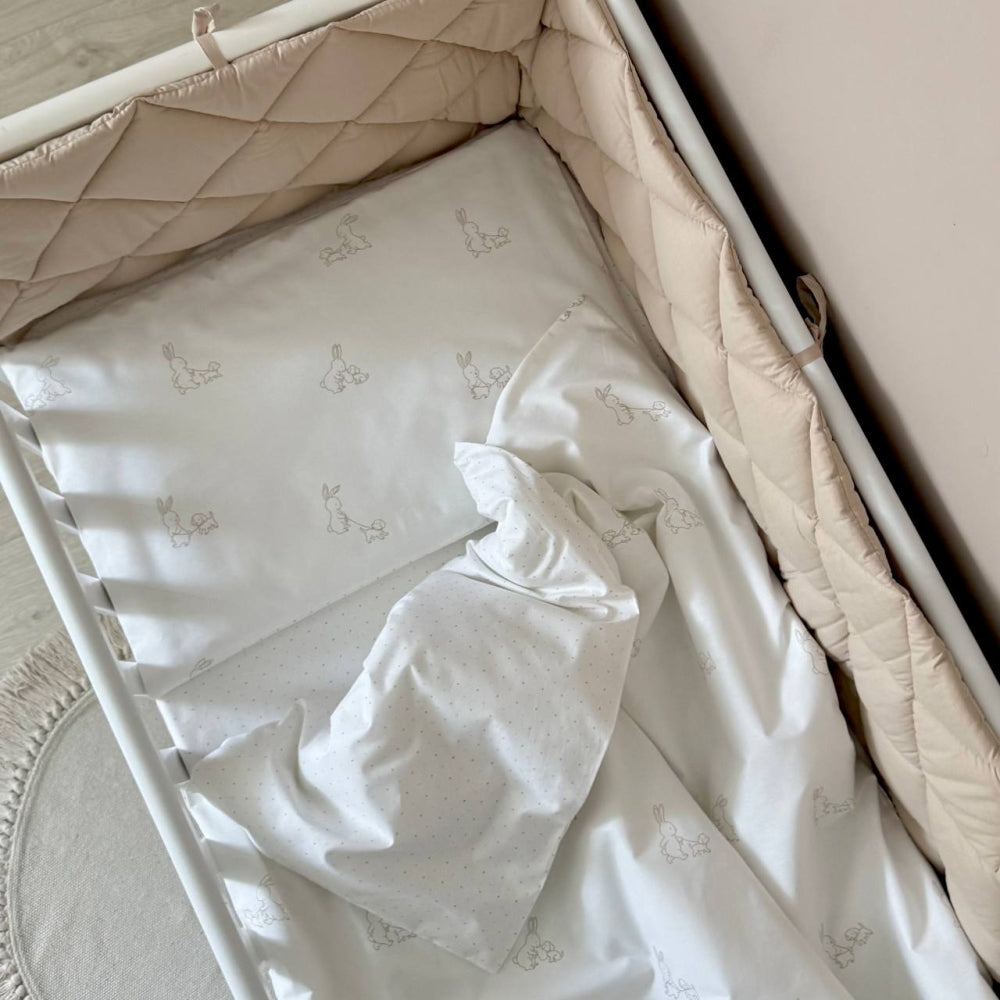 Komplet do postieľky pre novorodenca Baby Dream New – Zajačik so psíkom béžovo-béžová