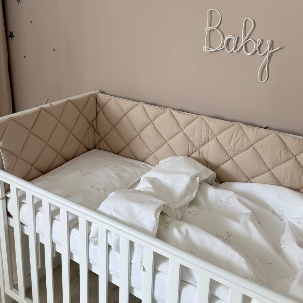 Komplet do postieľky pre novorodenca Baby Dream New – Zajačik so psíkom béžovo-béžová