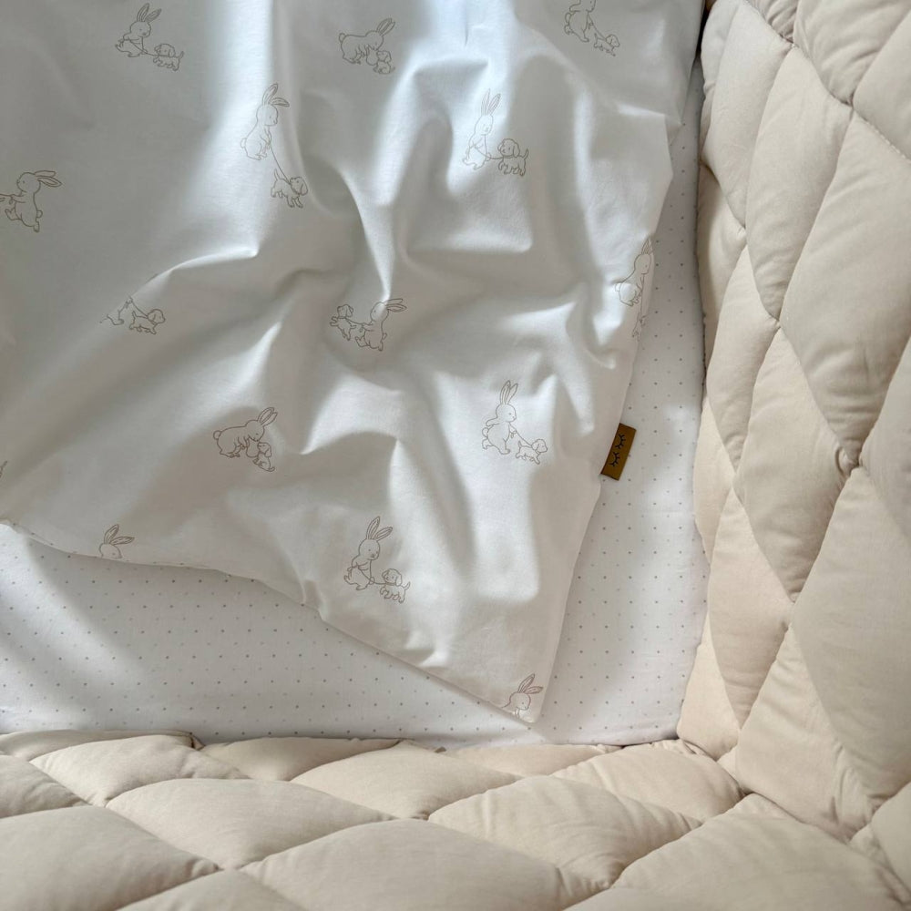 Komplet do postieľky pre novorodenca Baby Dream New – Zajačik so psíkom béžovo-béžová