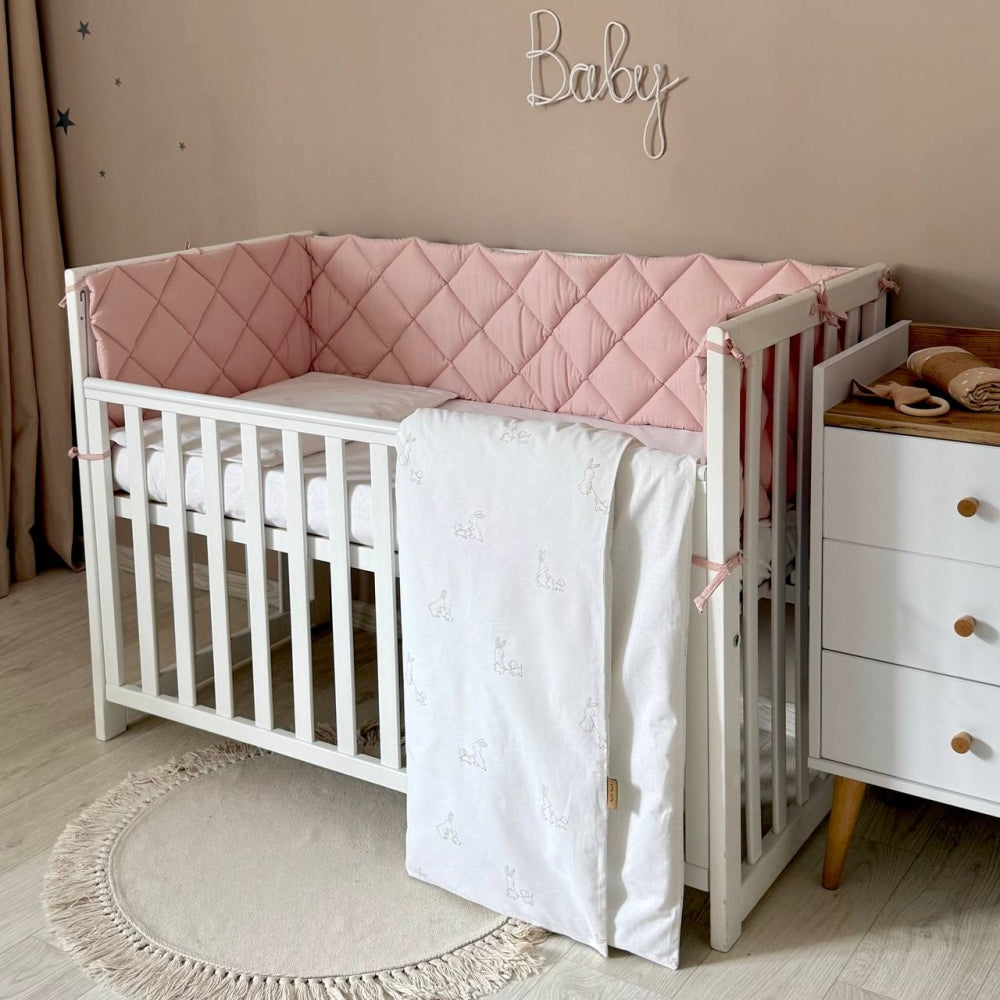 Komplet do postieľky pre novorodenca Baby Dream New – Zajačik so psíkom béžovo-púdrová