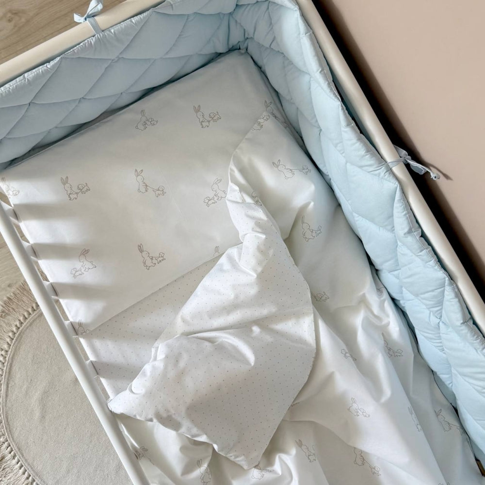 Komplet do postieľky pre novorodenca Baby Dream New – Zajačik so psíkom béžovo-bledomodrá