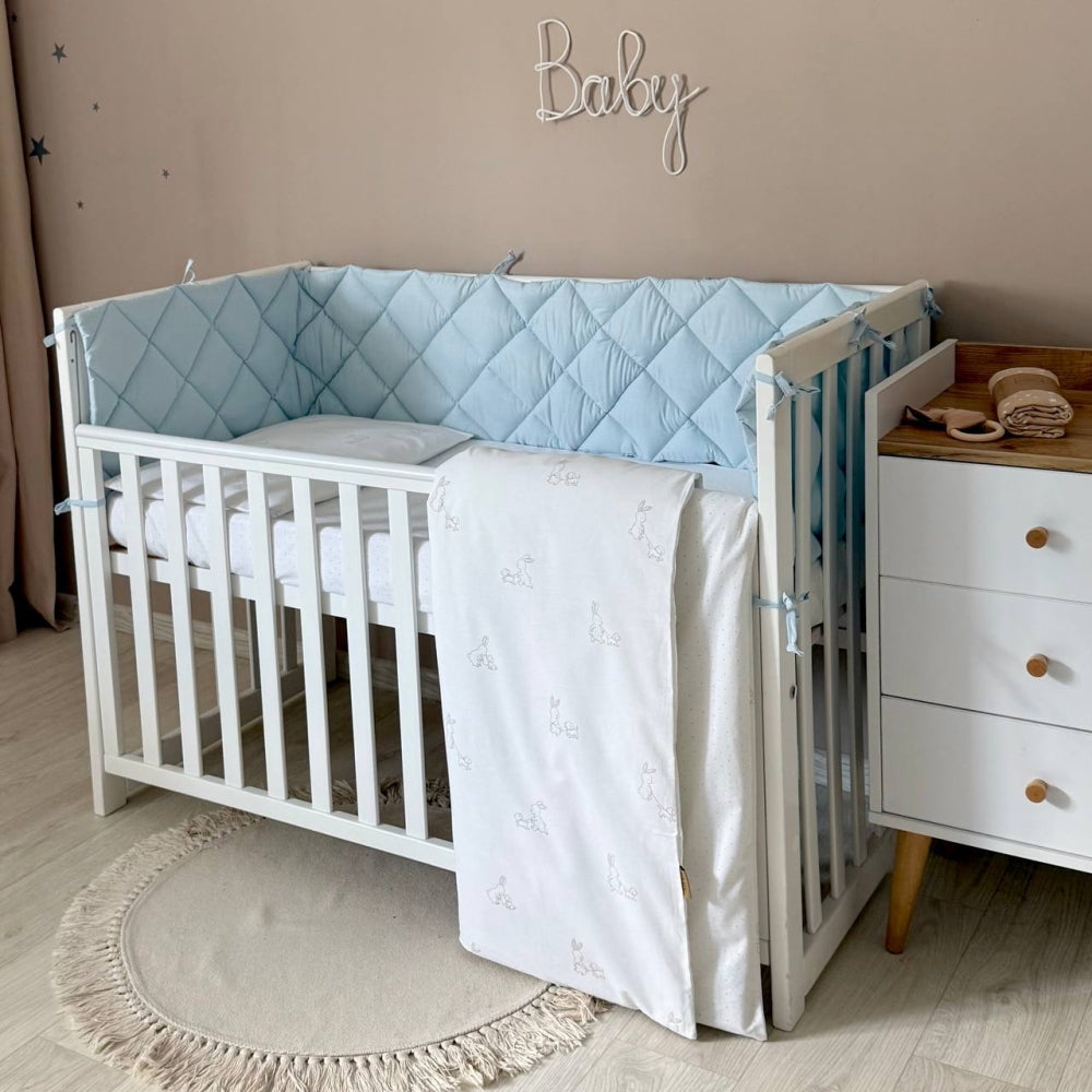 Komplet do postieľky pre novorodenca Baby Dream New – Zajačik so psíkom béžovo-bledomodrá