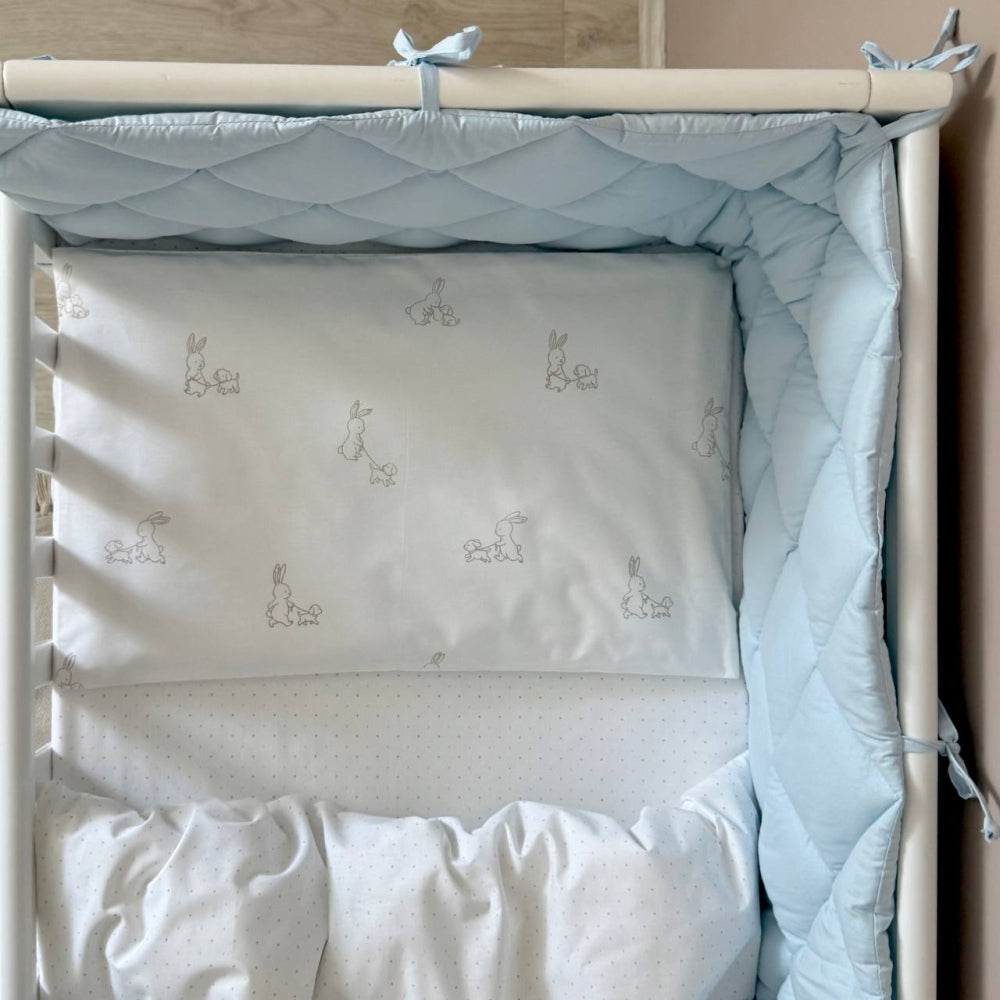 Komplet do postieľky pre novorodenca Baby Dream New – Zajačik so psíkom béžovo-bledomodrá