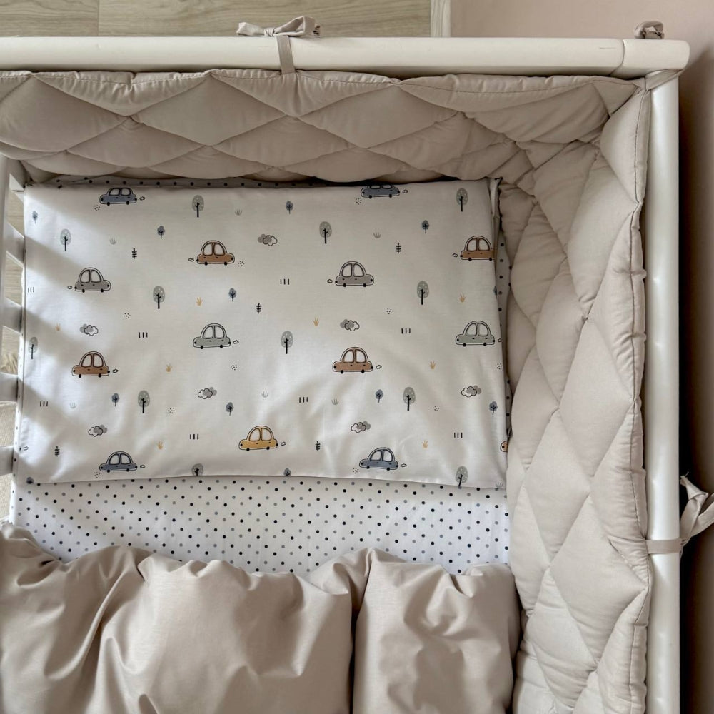 Komplet do postieľky pre novorodenca Baby Dream New – Autíčka bledomodrá