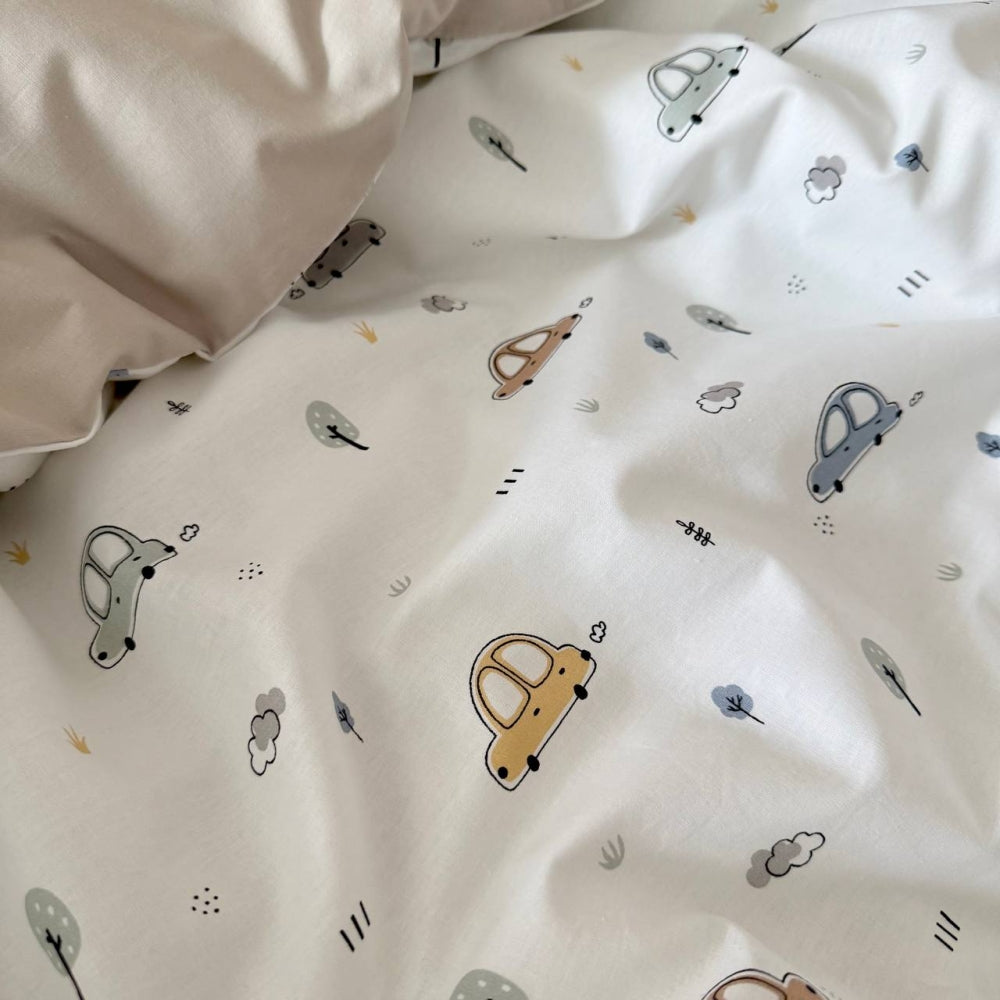 Komplet do postieľky pre novorodenca Baby Dream New – Autíčka bledomodrá