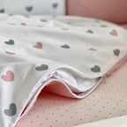 Komplet do postieľky pre bábätko Happy Night – srdiečka púdrové