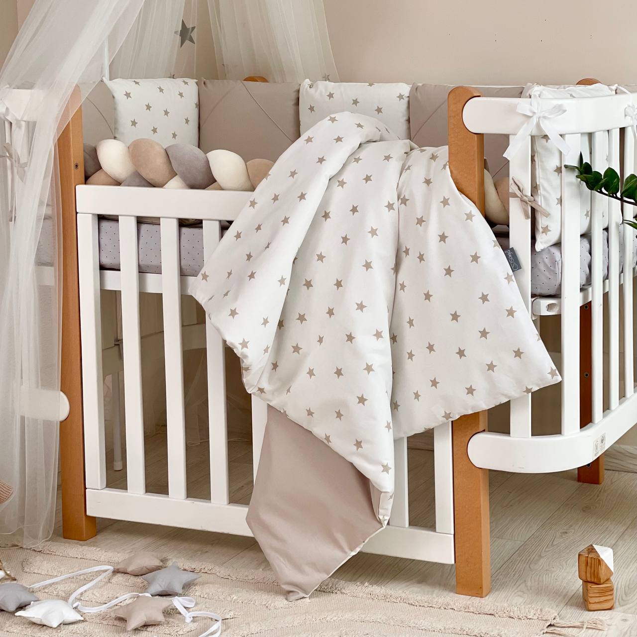 Komplet do postieľky pre bábätko Happy Night – hviezdna obloha béžová