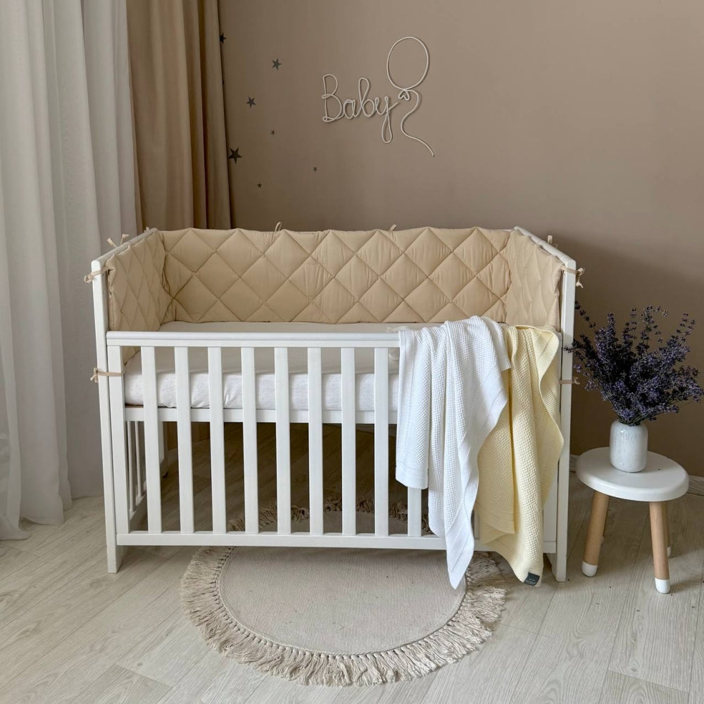 Prešívaný mantinel Baby Dream na 3 strany postieľky béžový