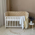 Prešívaný mantinel Baby Dream na 3 strany postieľky béžový