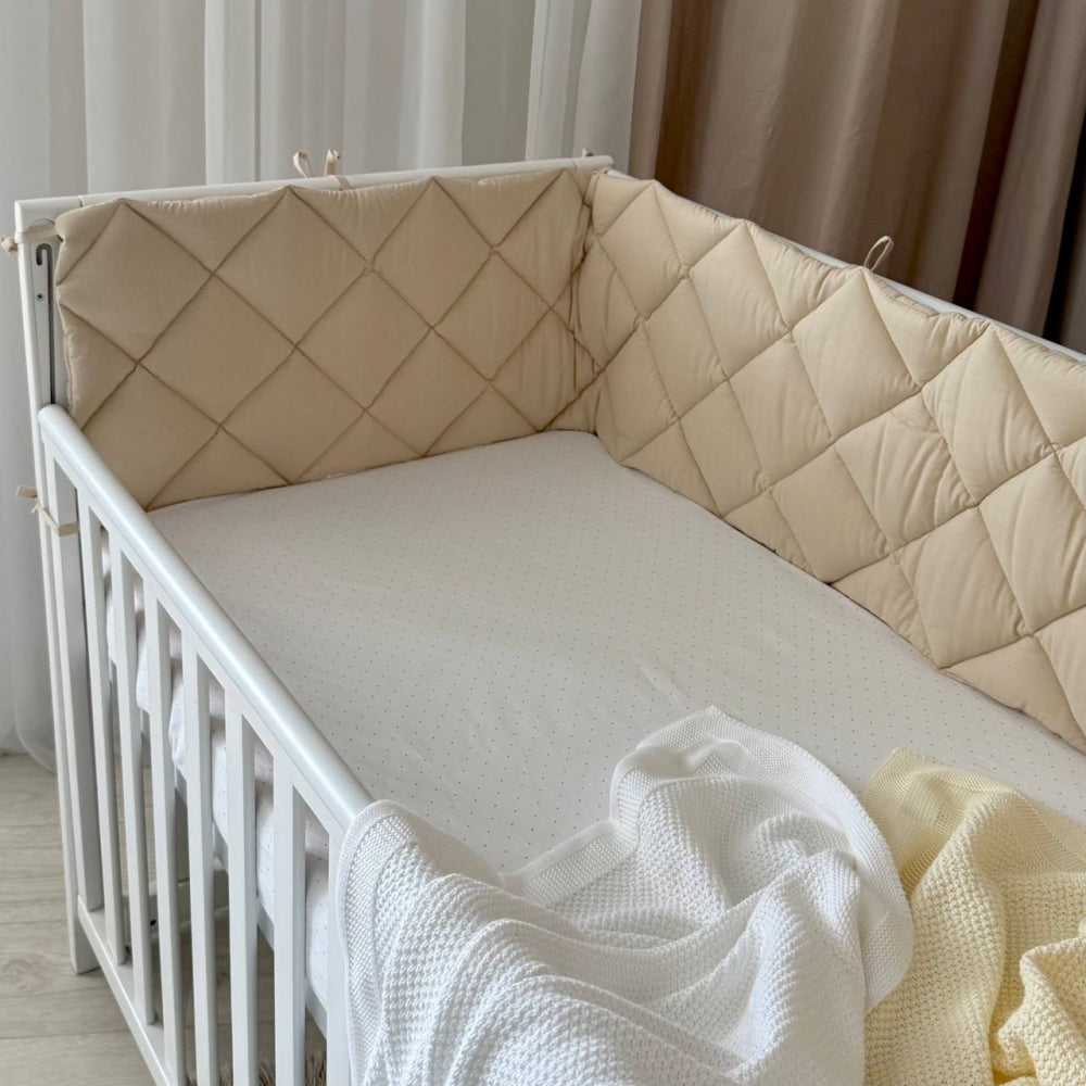 Prešívaný mantinel Baby Dream na 3 strany postieľky béžový