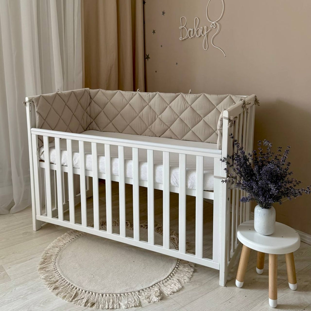 Prešívaný mantinel Baby Dream na 3 strany postieľky kapučíno