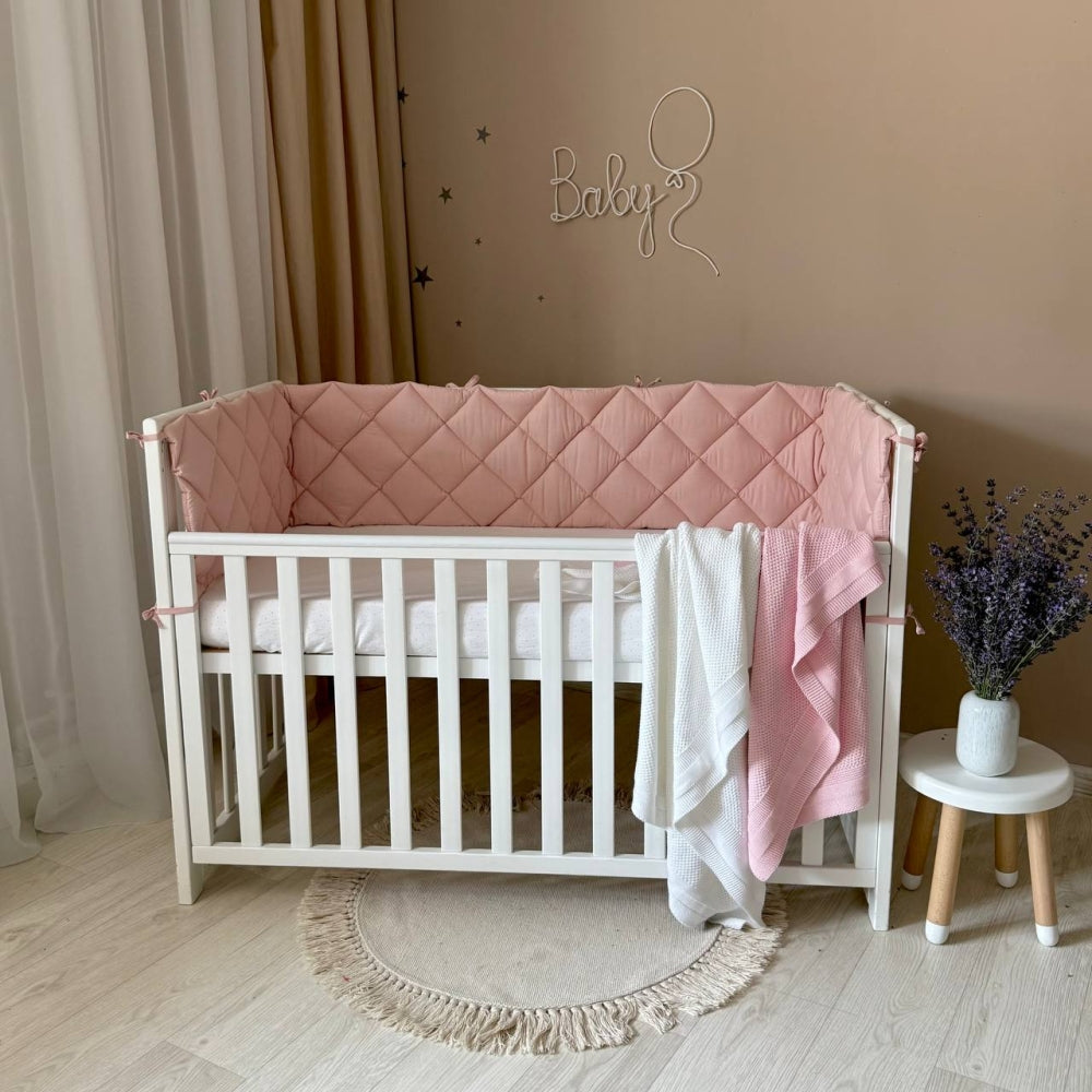 Prešívaný mantinel Baby Dream na 3 strany postieľky púdrový