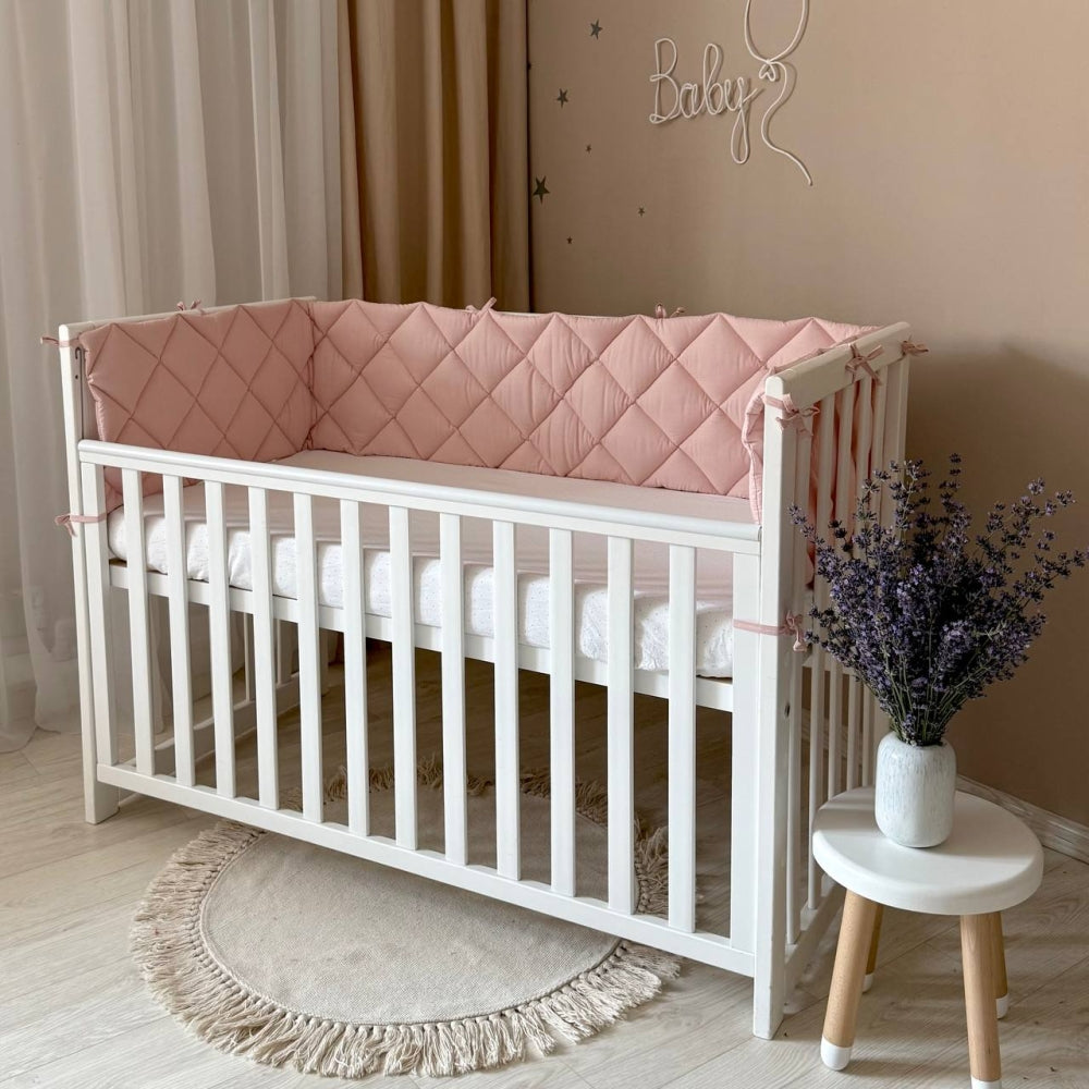 Prešívaný mantinel Baby Dream na 3 strany postieľky púdrový