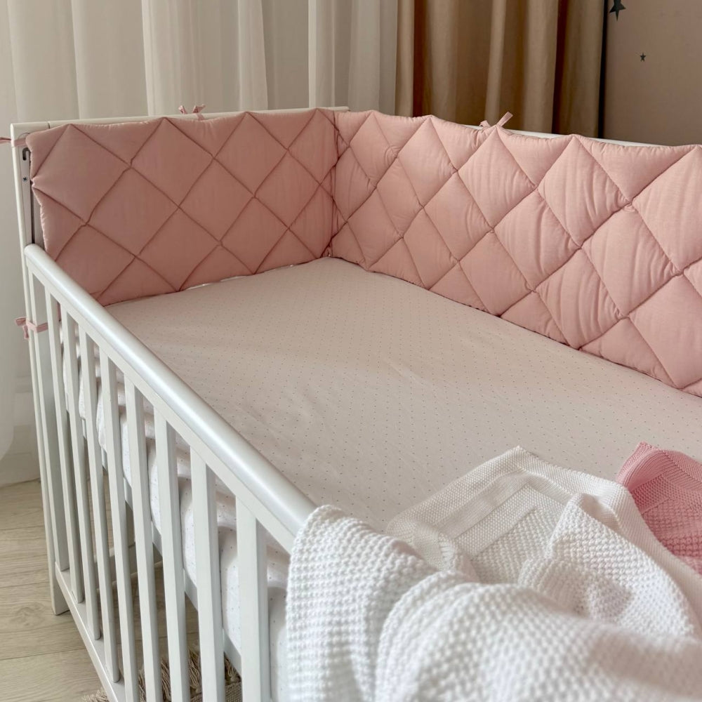 Prešívaný mantinel Baby Dream na 3 strany postieľky púdrový