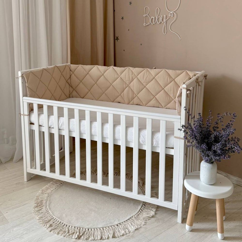 Prešívaný mantinel Baby Dream na 3 strany postieľky latte