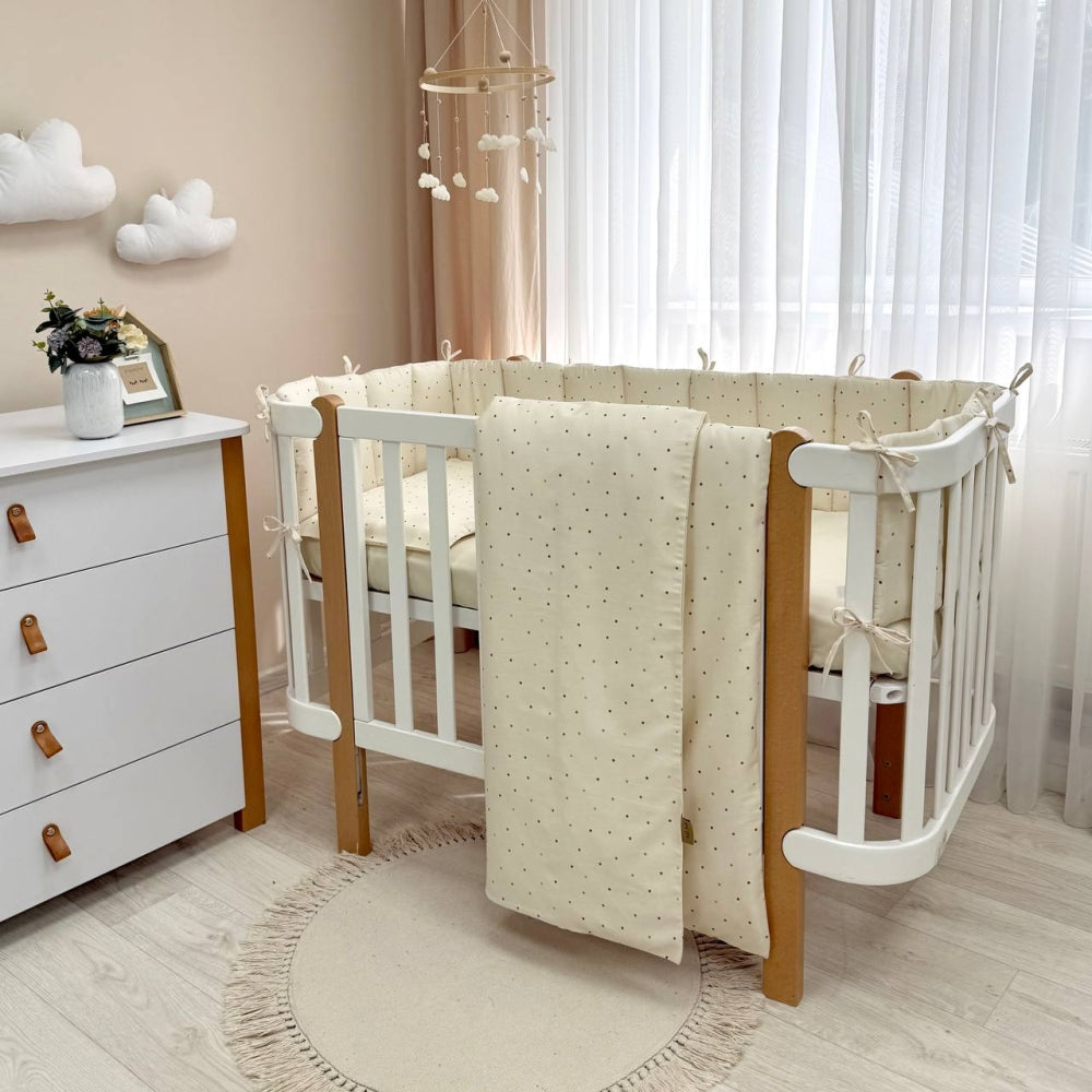 Saténový set do postieľky Tiny Love – hviezdičky na béžovom