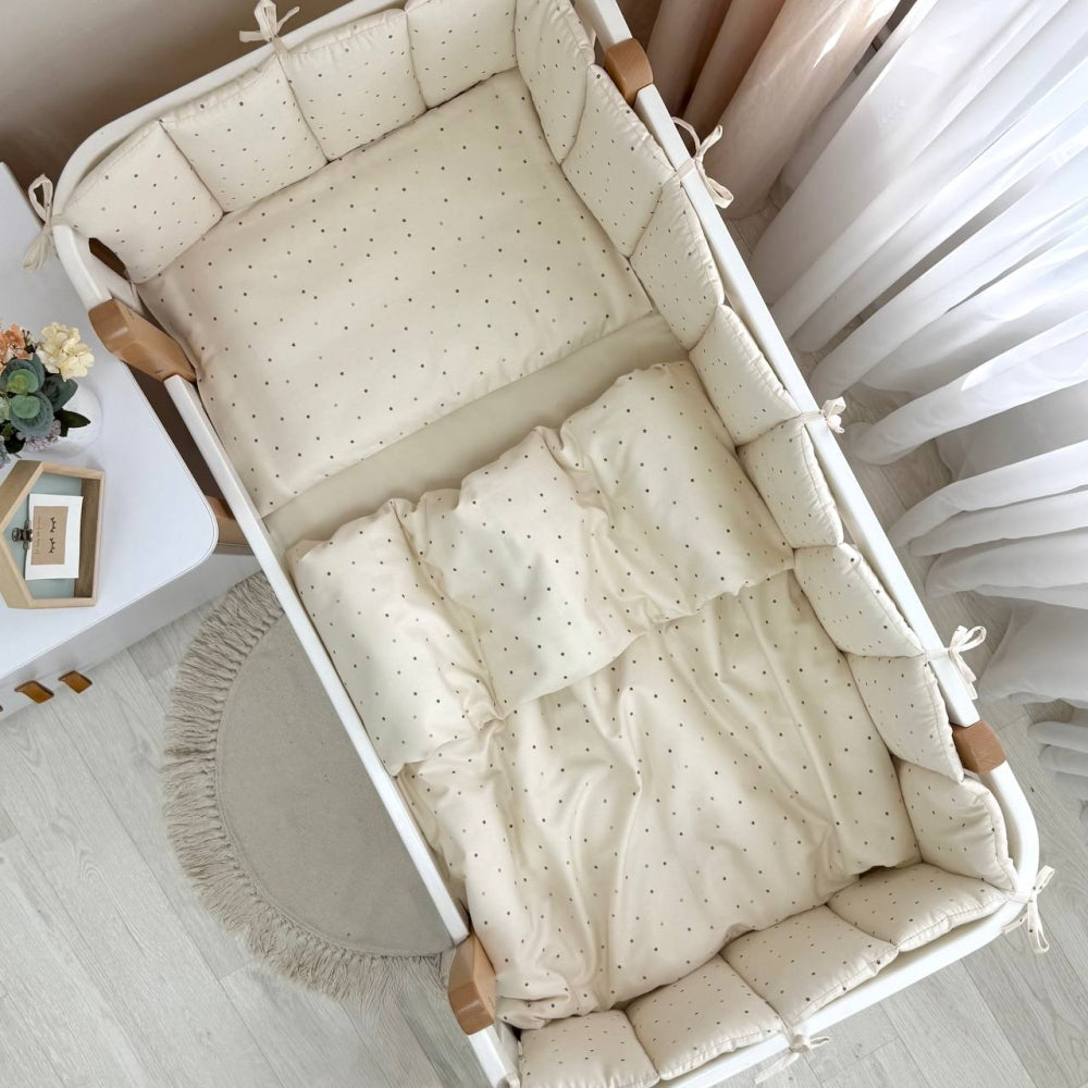 Saténový set do postieľky Tiny Love – hviezdičky na béžovom
