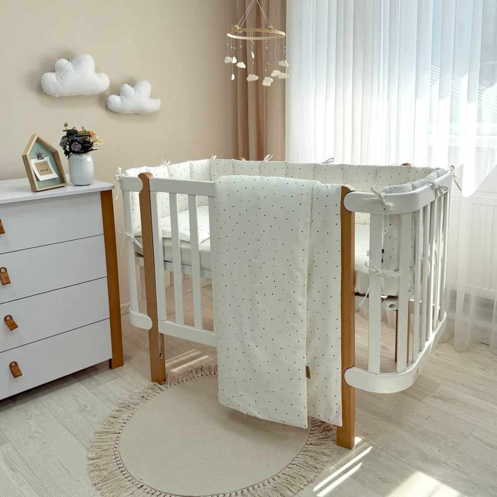 Saténový set do postieľky Tiny Love – hviezdičky na mliečnom