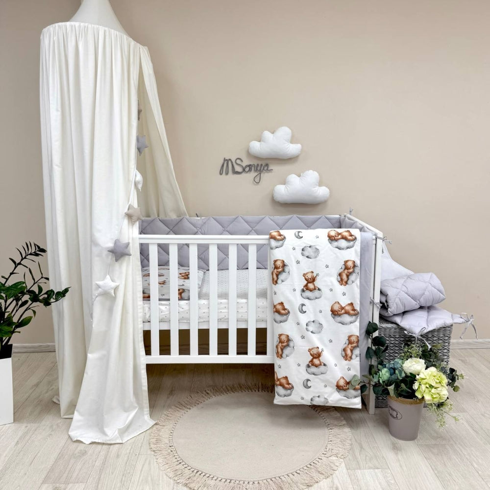 Výbava do postieľky Baby Mix – Teddy sivá