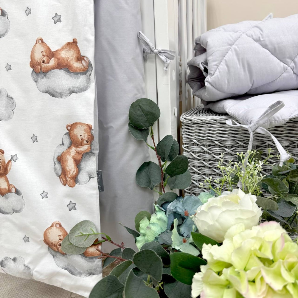 Výbava do postieľky Baby Mix – Teddy sivá