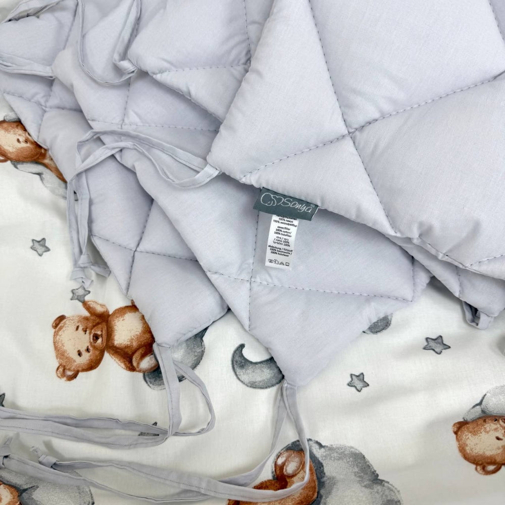 Výbava do postieľky Baby Mix – Teddy sivá