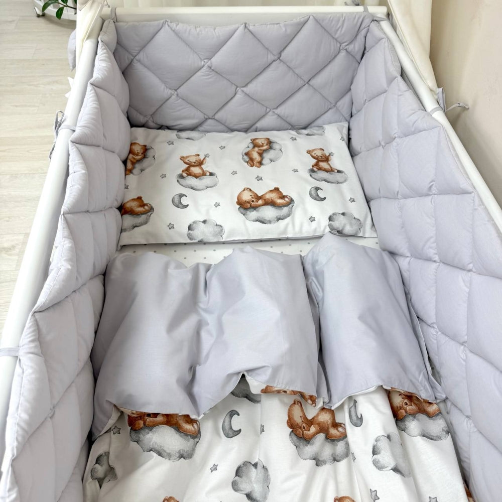 Výbava do postieľky Baby Mix – Teddy sivá