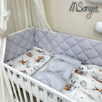 Výbava do postieľky Baby Mix – Teddy sivá