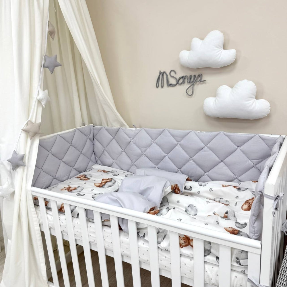 Výbava do postieľky Baby Mix – Teddy sivá