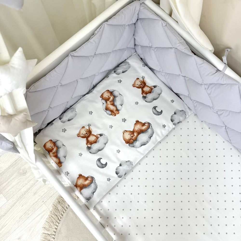 Výbava do postieľky Baby Mix – Teddy sivá