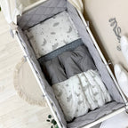 Výbava do postieľky Baby Mix – Obláčiky sivé s mesiacom