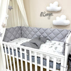 Výbava do postieľky Baby Mix – Obláčiky sivé s mesiacom