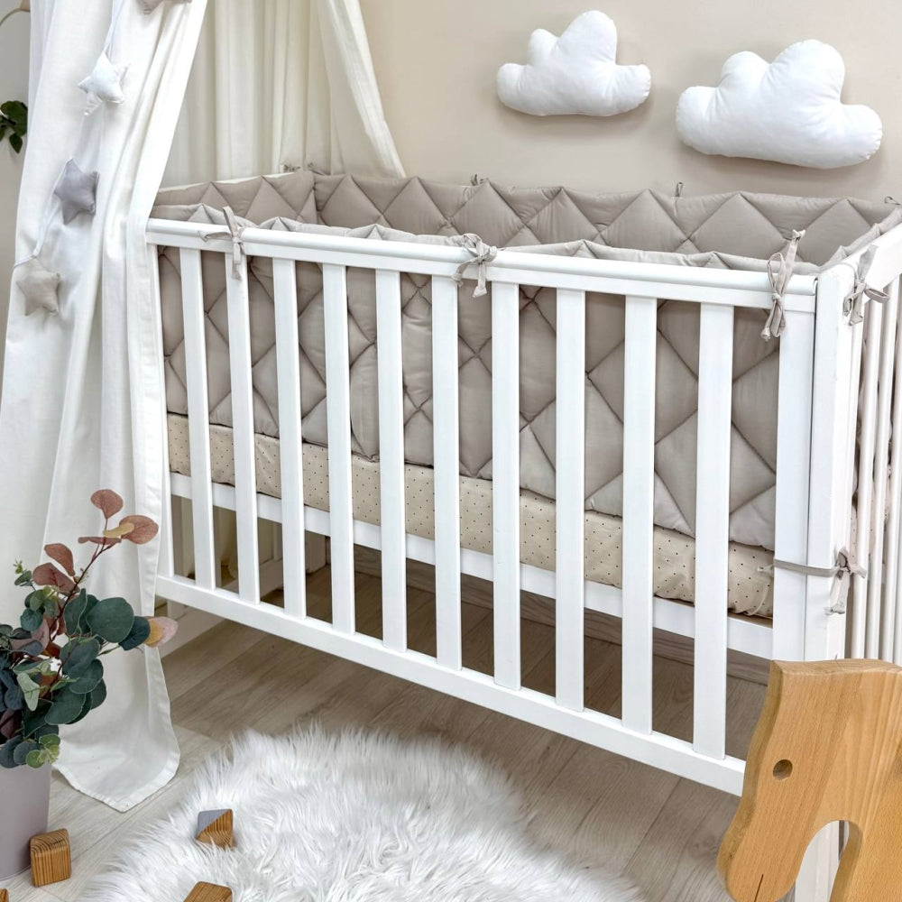 Výbava do postieľky Baby Mix – Srdiečka sivobéžové