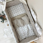 Výbava do postieľky Baby Mix – Srdiečka sivobéžové
