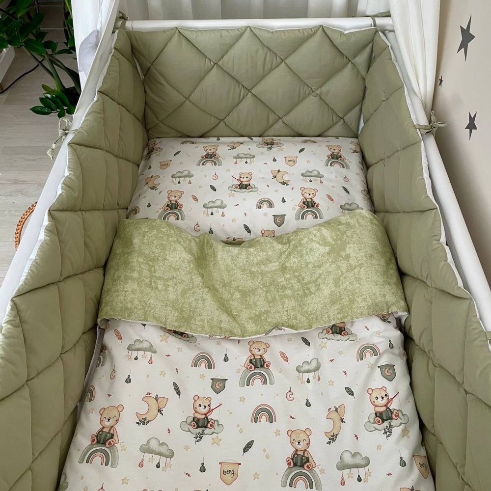 Výbava do postieľky Baby Mix – Medvedík boy mätová