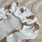 Mušelínová plachta do kočíka Teddy – na bielej