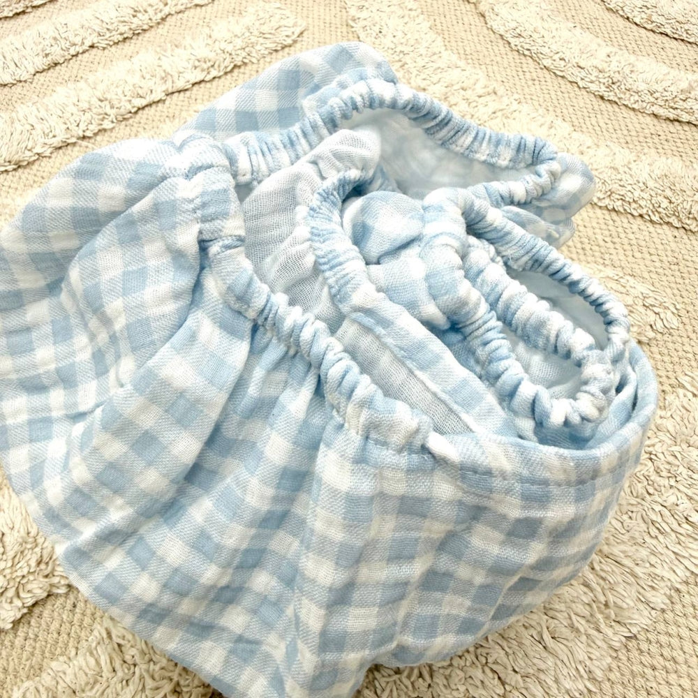 Mušelínová plachta do kočíka – klietka modrá