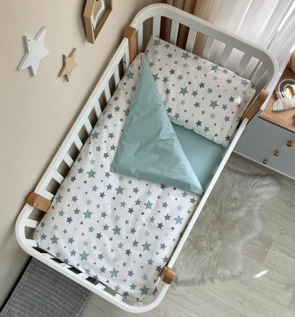 Detská posteľná súprava do postieľky Baby Dream Stars – mätová