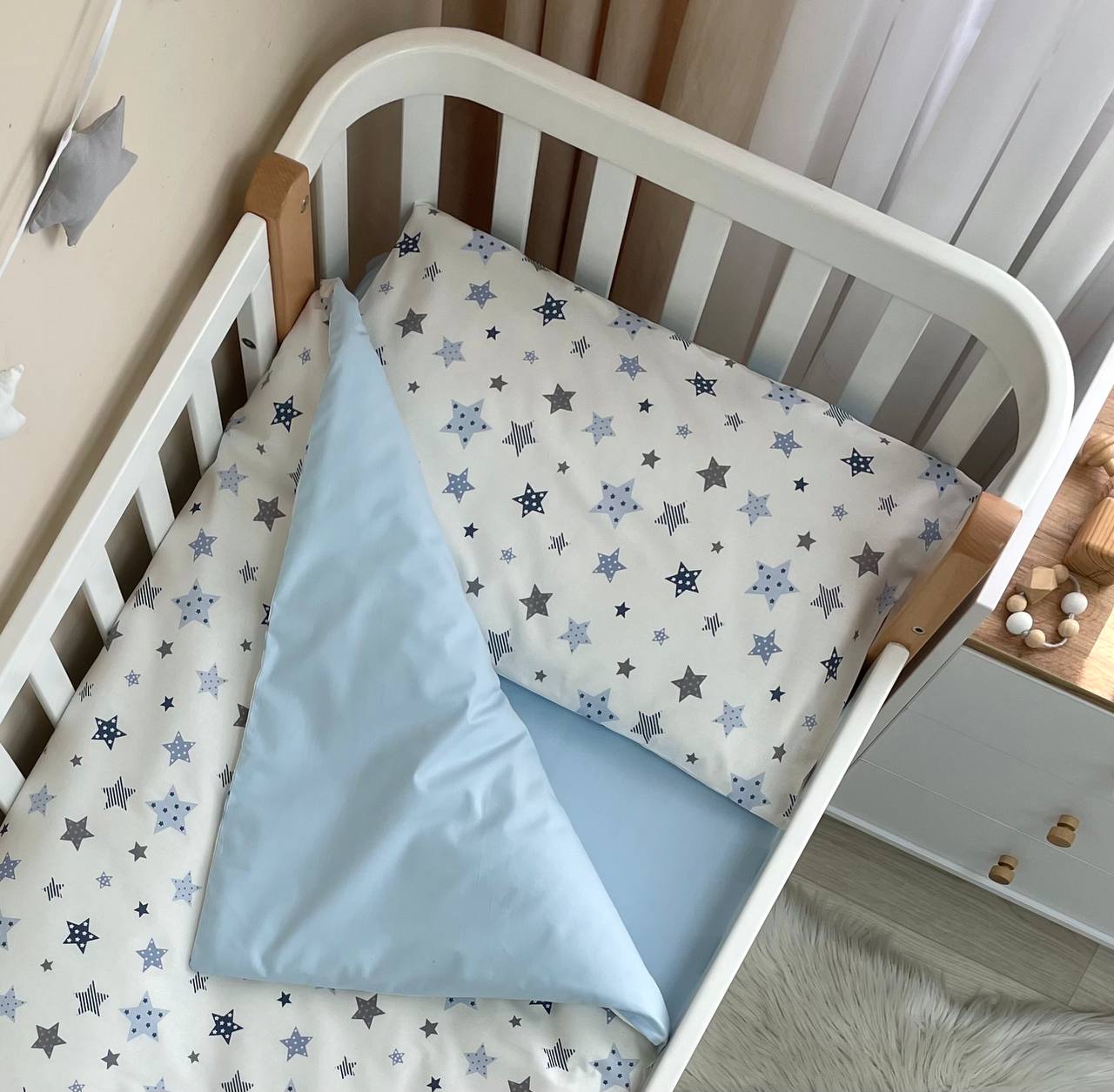 Detská posteľná súprava do postieľky Baby Dream Stars – modrá